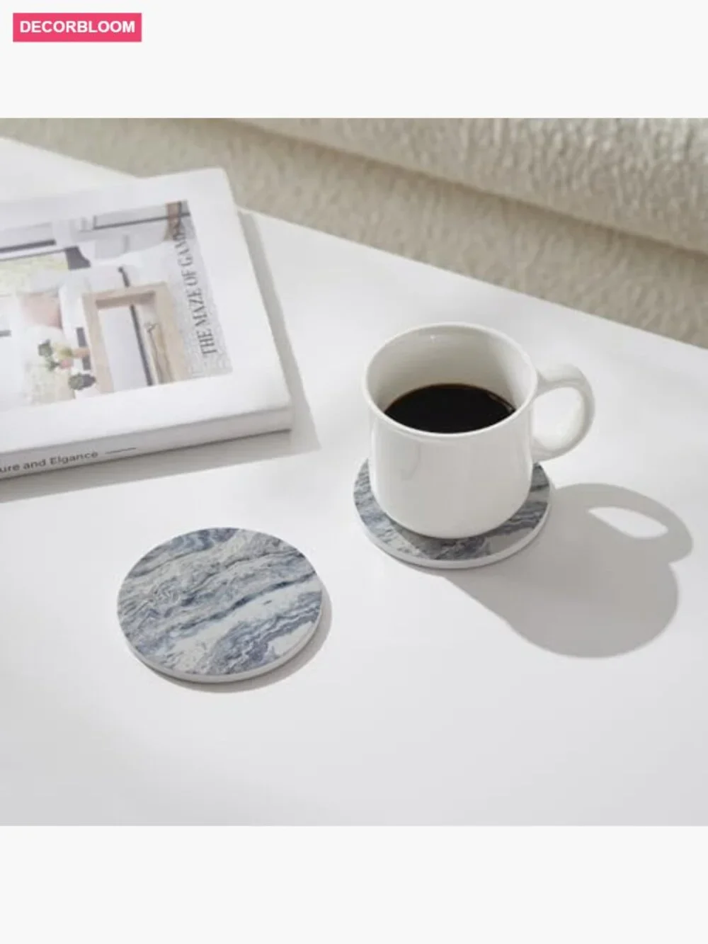 Set of 6 Absorbent Coasters with Holder - Ceramic Drink Coasters